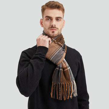 Unisex Rechargeable Heated Scarf with 5000mAh Battery – Classic Brown Plaid Design
