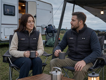 GPT Image 2.0 reference-generated UK camping scene with a GOKOZY heated gilet