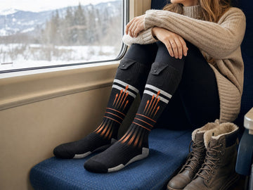 GPT Image 2 reference-generated winter travel scene with GOKOZY heated socks