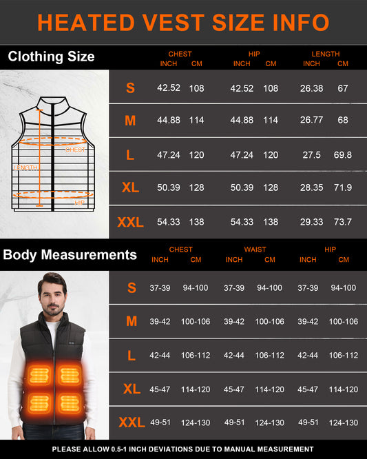 Heated Vest for Men with 20000mAh Battery – 15 Heating Zones, 3 Heat Levels up to 140°F