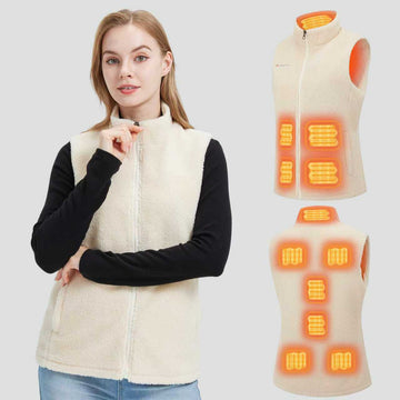 Fleece Heated Vest for Women with 7.4V 10000mAh Battery – 11 Heating Zones, Sherpa Electric Warm Vest for Autumn & Winter
